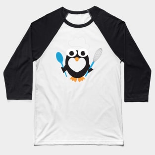 Penguin Chef Baking with Chef Hat Baseball T-Shirt